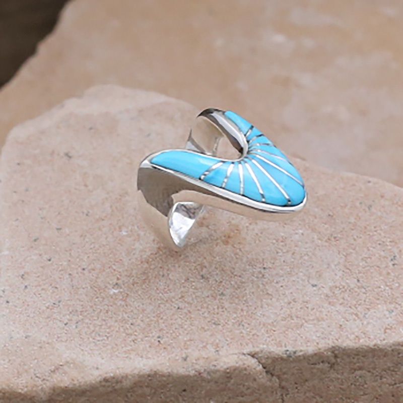Turquoise inlay &quot;V&quot; shaped ring