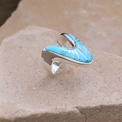 Turquoise inlay &quot;V&quot; shaped ring