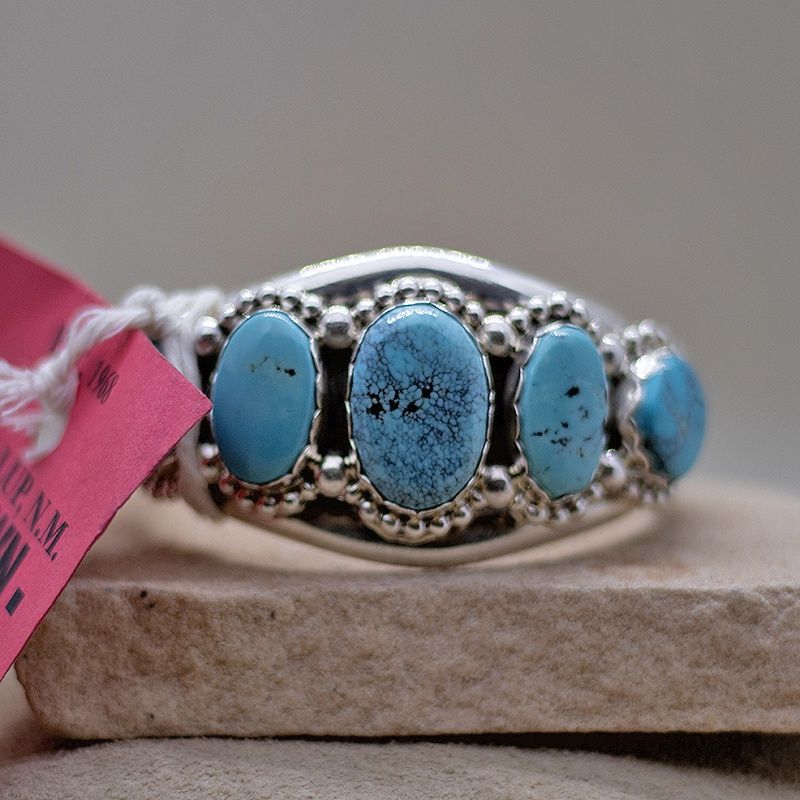 Navajo 5-stone turquoise bracelet-Pawn Jewelry