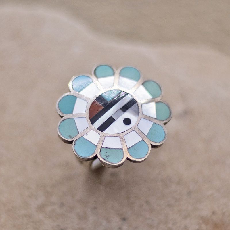 Pawn Sunface Inlayed Ring