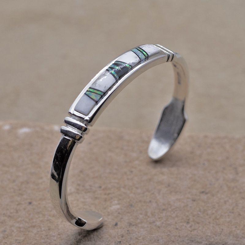 Medium White Buffalo inlay bracelet