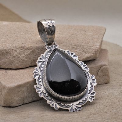 Large black onyx pendant-D Johnson