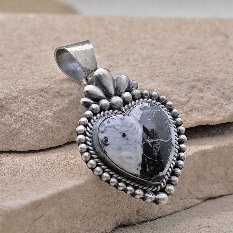 White Buffalo heart pendant