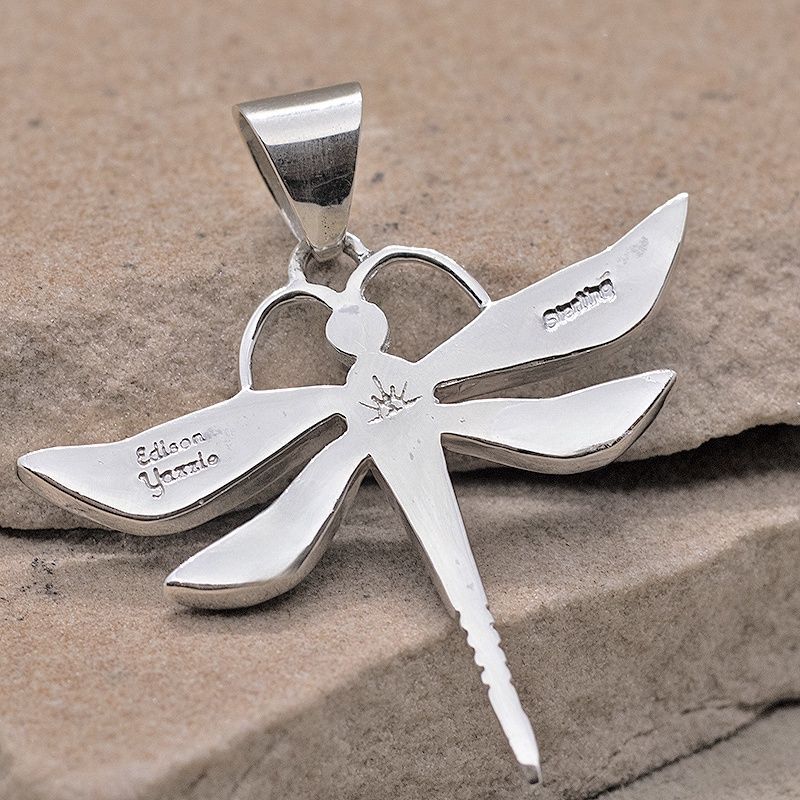 Black &amp; white inlay Dragon Fly pendant