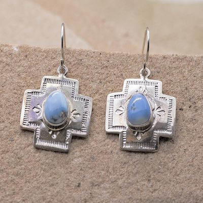 Dangle cross earrings w/ Golden Hills Turquoise