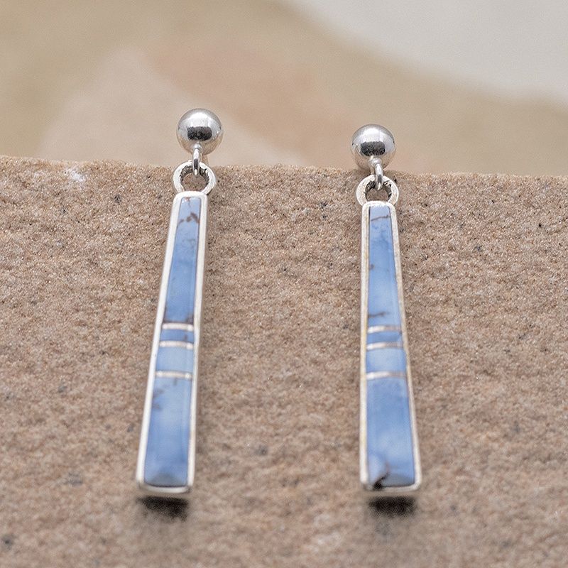 Thin stick inlay earrings w/Golden hills turquoise