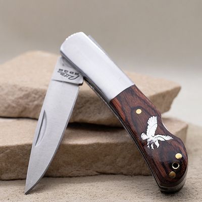 Pocket knife w/silver inlay flying eagle