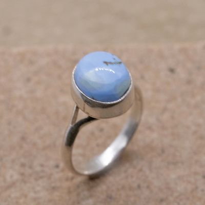 Mini round stone ring w/ Golden hills turquoise