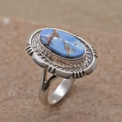 Twist wire oval Golden Hills turquoise ring