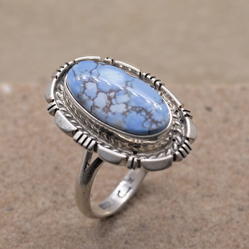 Small oval stone ring with Golden Hills turquoise-ANA 1481