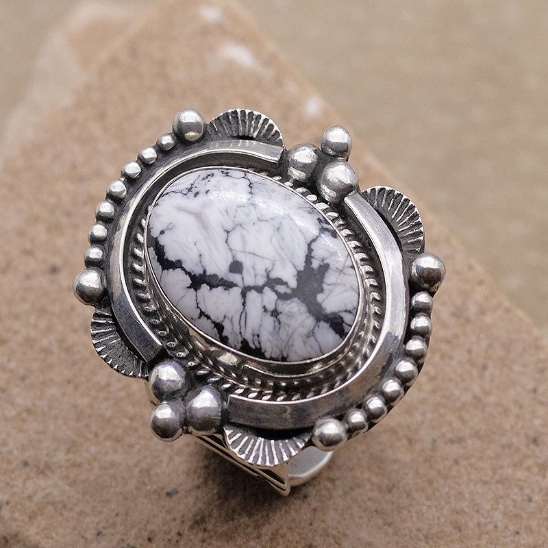 White buffalo statement ring- Geneva Apachito