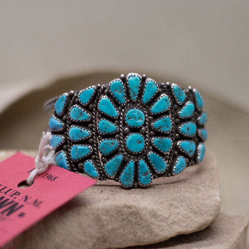 Navajo turquoise cluster bracelet-Pawn Jewelry