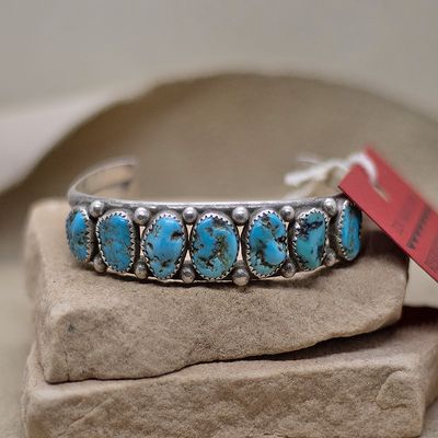 7 stone turquoise nugget bracelet-Pawn Jewelry