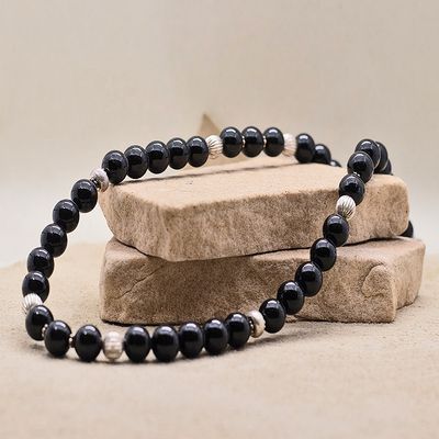 Black Onyx necklace w/ 5mm round beads-16"