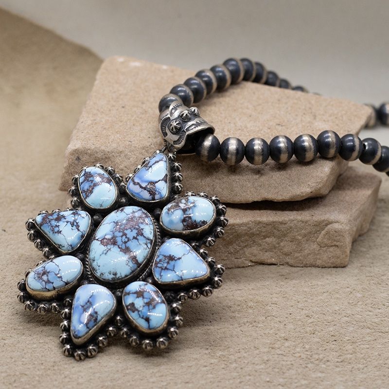 Large Golden hills turquoise cluster pendant