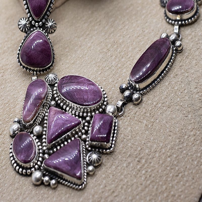 Large purple spiny oyster shell necklace set-Mary Ellen
