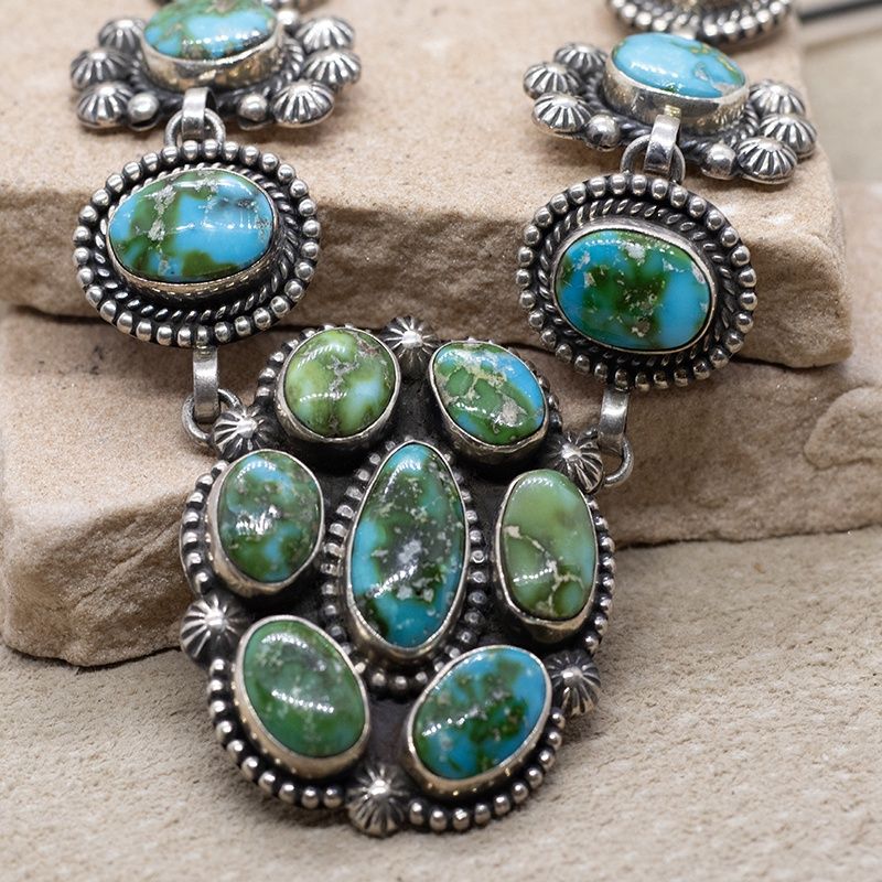 Sonoran gold turquoise cluster necklace set-Mary Ellen