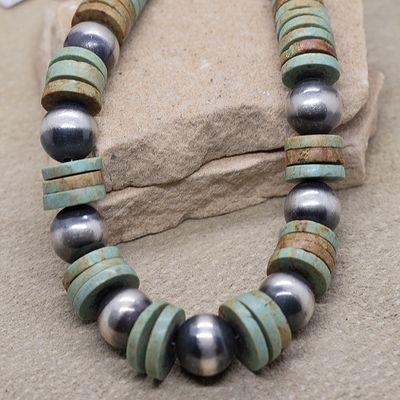 22&quot; Green turquoise slab necklace