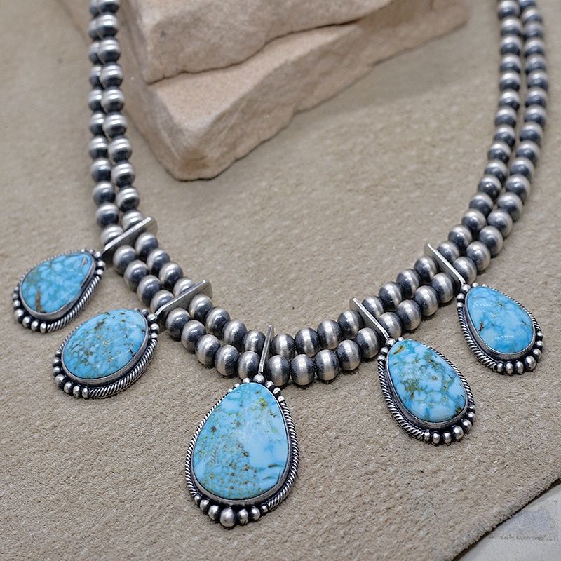 5 stone Kingman turquoise necklace