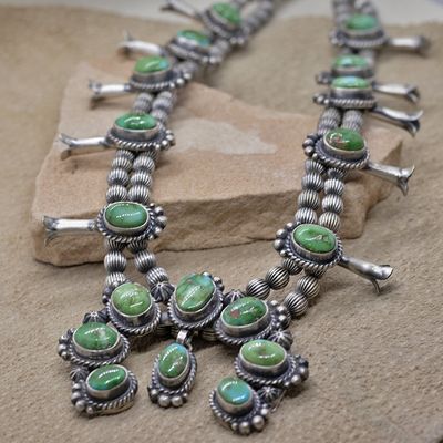 Navajo squash blossom necklace w/ Sonoran Gold Turquoise