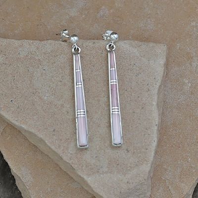 Thin inlay Pink Conch shell earrings