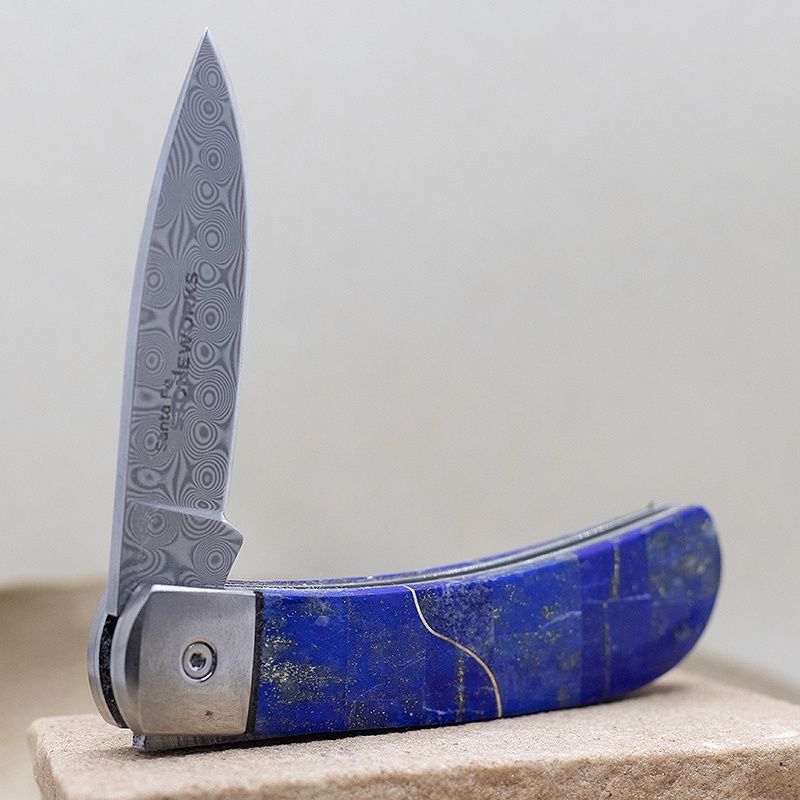 Custom Lapis inlay pocket knife