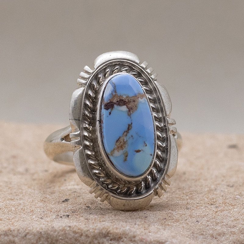 Twist wire oval Golden Hills turquoise ring