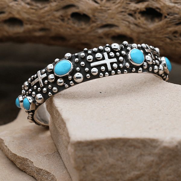 1/2" turquoise bracelet - Rain Drop design