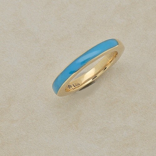 Thick band inlay ring 14kt gold