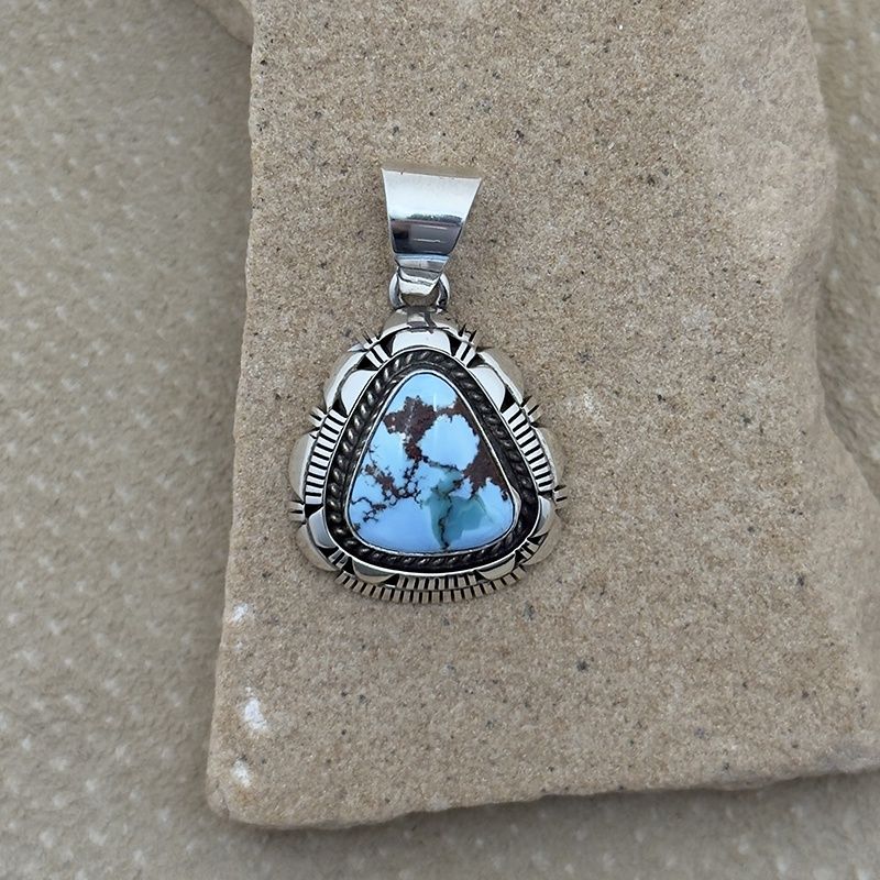 Triangle wire Golden Hills Turquoise pendant