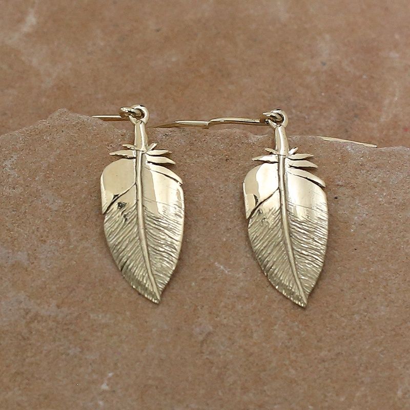 14kt gold Feather earrings