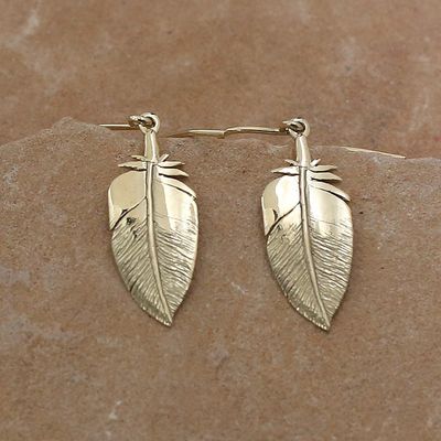 14kt gold Feather earrings