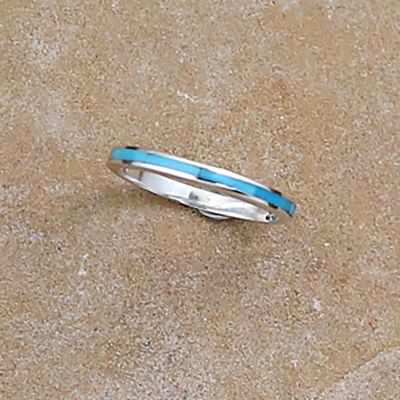 Thin turquoise inlay band ring