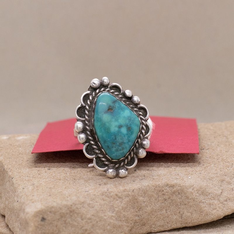 Blue/green turquoise Navajo ring-Pawn Jewelry