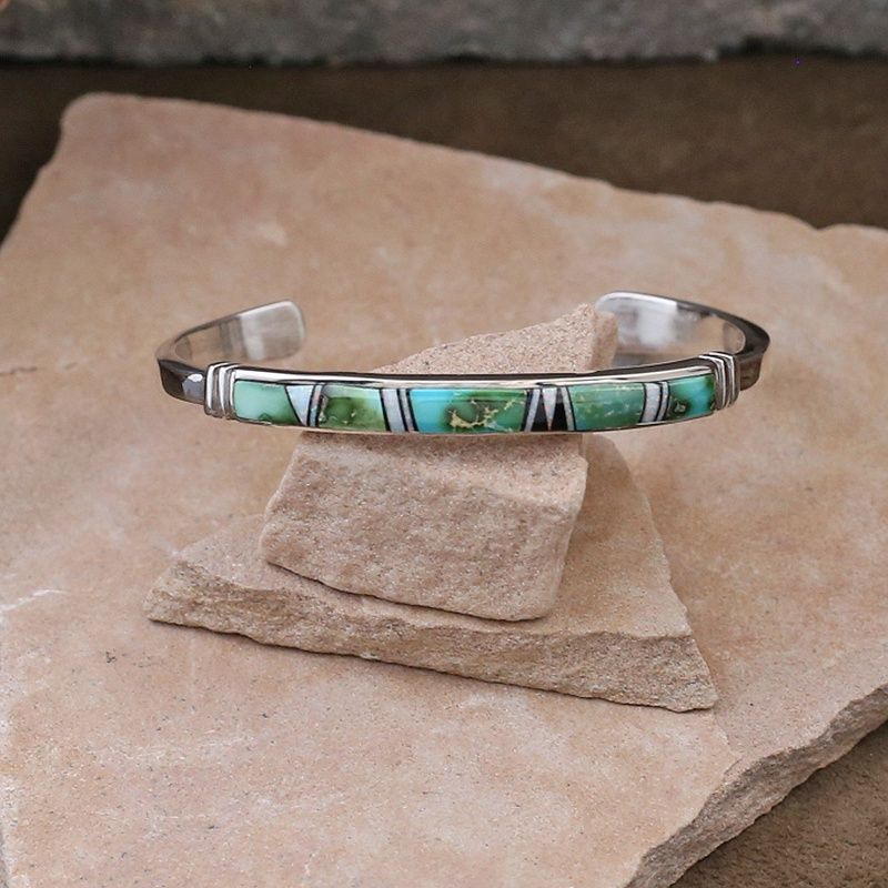 Turquoise &amp; Cultured opal inlay bracelet