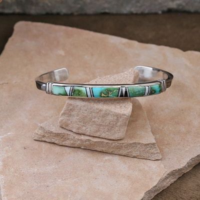 Turquoise &amp; Cultured opal inlay bracelet