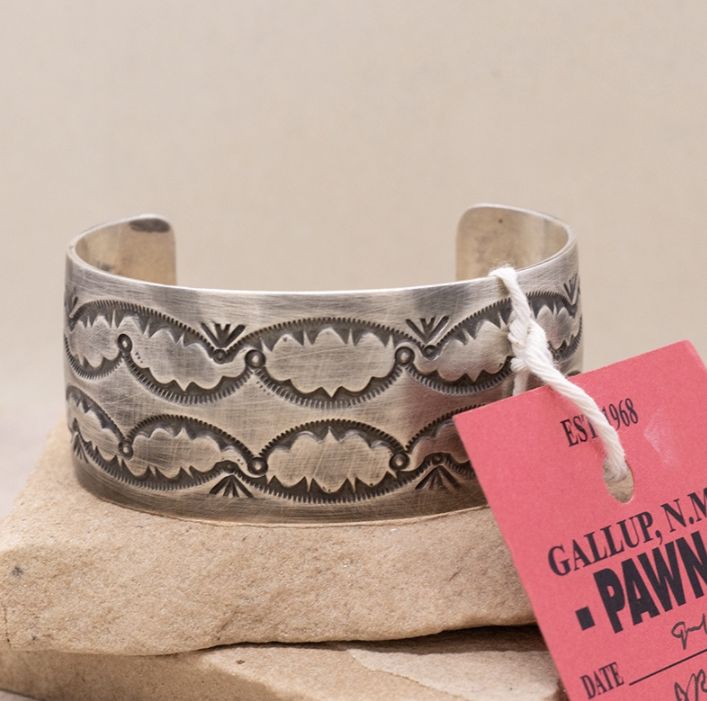 Handstamped Pawn All Sterling Silver Cuff