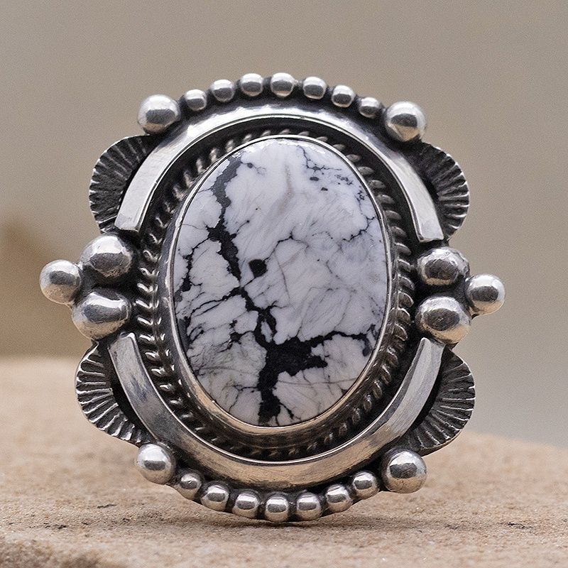 White buffalo statement ring- Geneva Apachito