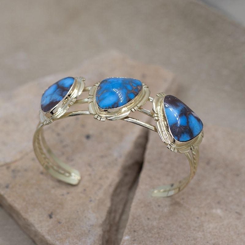 Bisbee turquoise bracelet-14kt gold