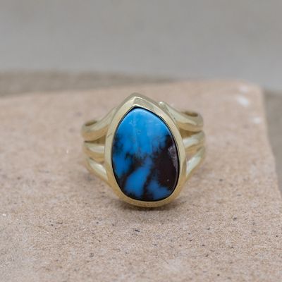 Bisbee turquoise ring-triple 1/2 round shank