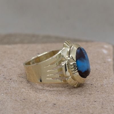 Bisbee turquoise ring-double triangle wire