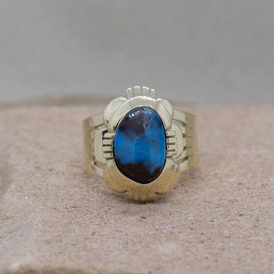 Bisbee turquoise ring-double triangle wire