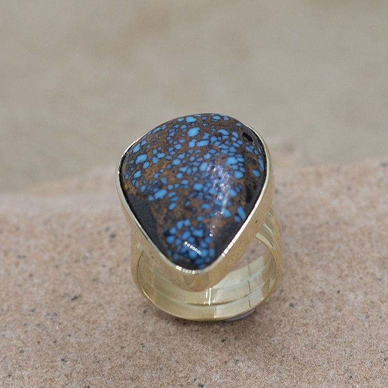 Landers turquoise ring - triple 1/2 round shank