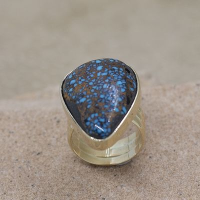 Landers turquoise ring - triple 1/2 round shank