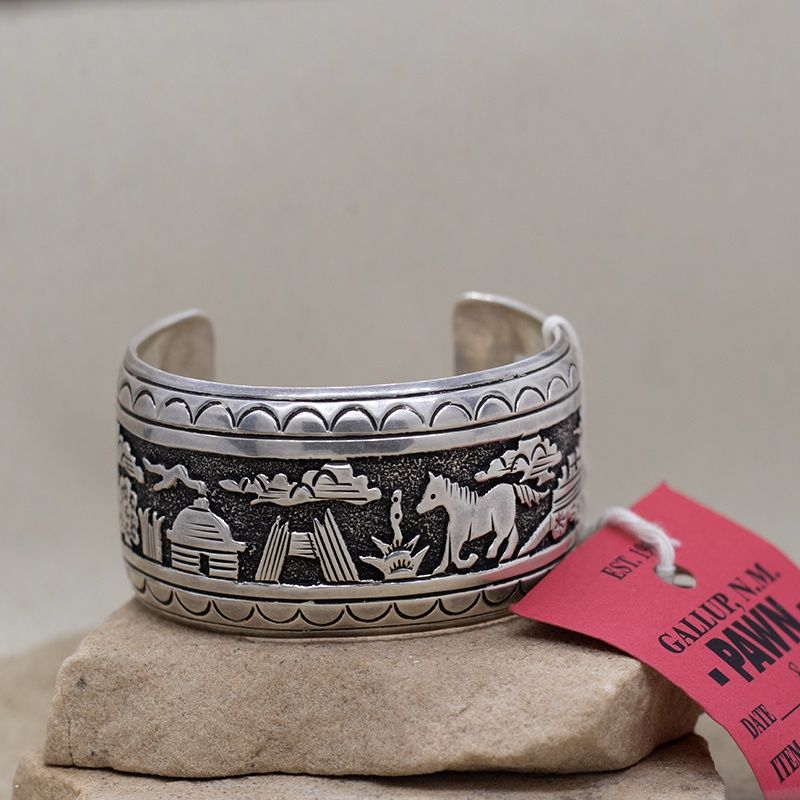 Navajo story teller bracelet-Pawn Jewelry