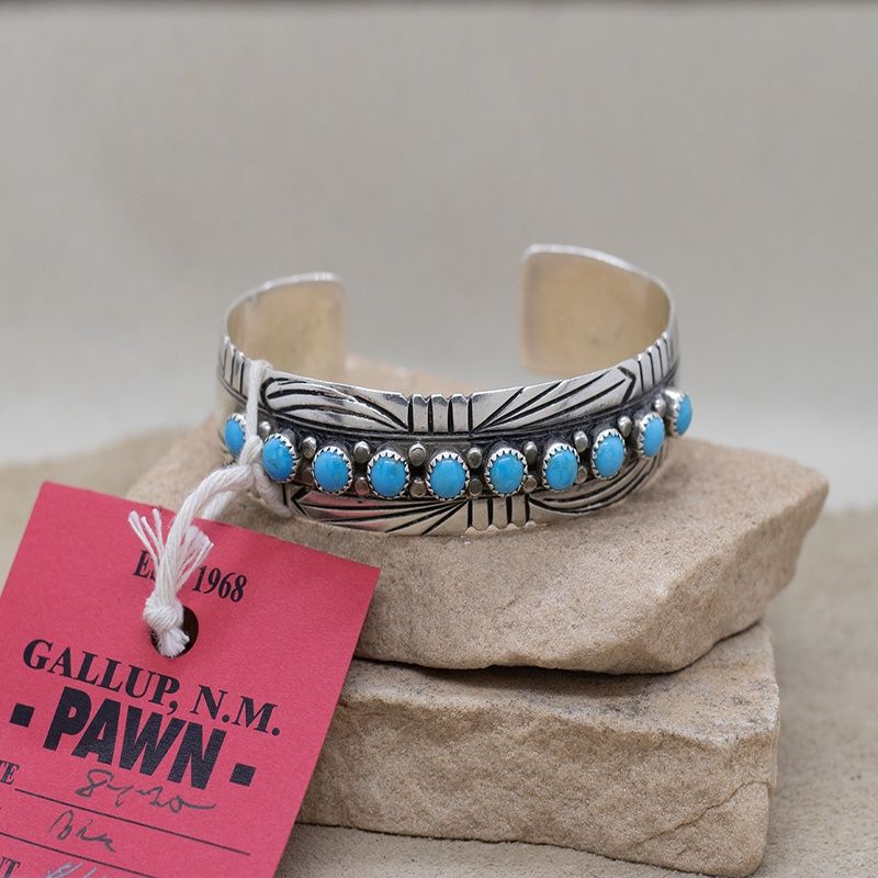 10-turquoise stone Navajo bracelet-Pawn Jewelry