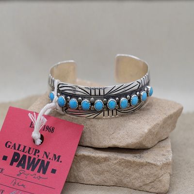 10-turquoise stone Navajo bracelet-Pawn Jewelry