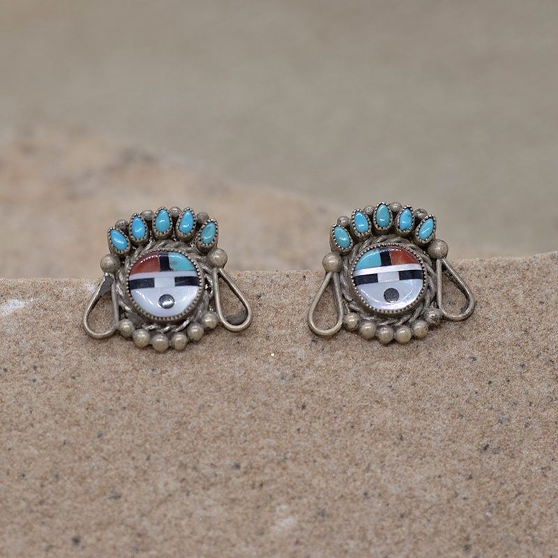 Zuni sunface earrings-Pawn Jewelry