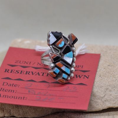 Zuni rainbow man inlay ring- Pawn Jewelry