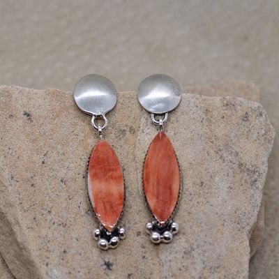 Navajo dangle earrings w/ spiny oyster shell-Pawn Jewelry